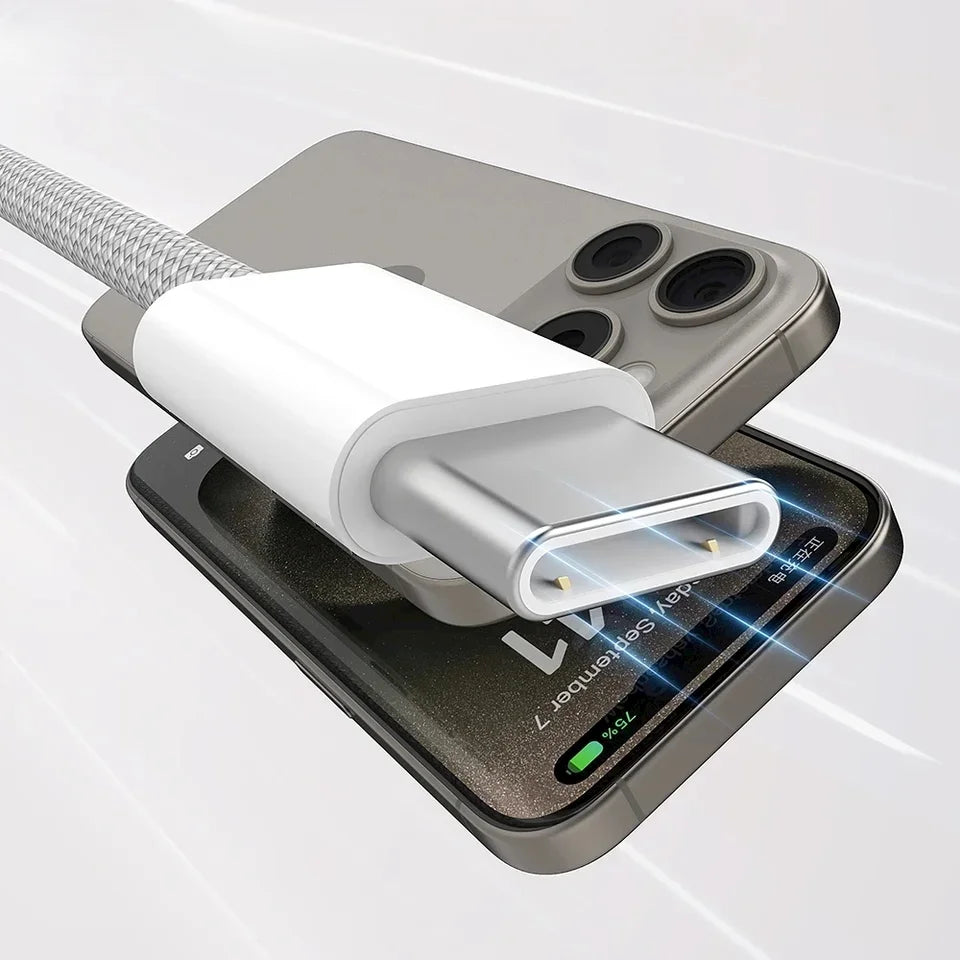 PD 60W Dual USB-C Fast Charging Braided Cable For iPhone 15 16 Pro Max 15 16 Plus Type C to Type C Quick Charger Cable With Box