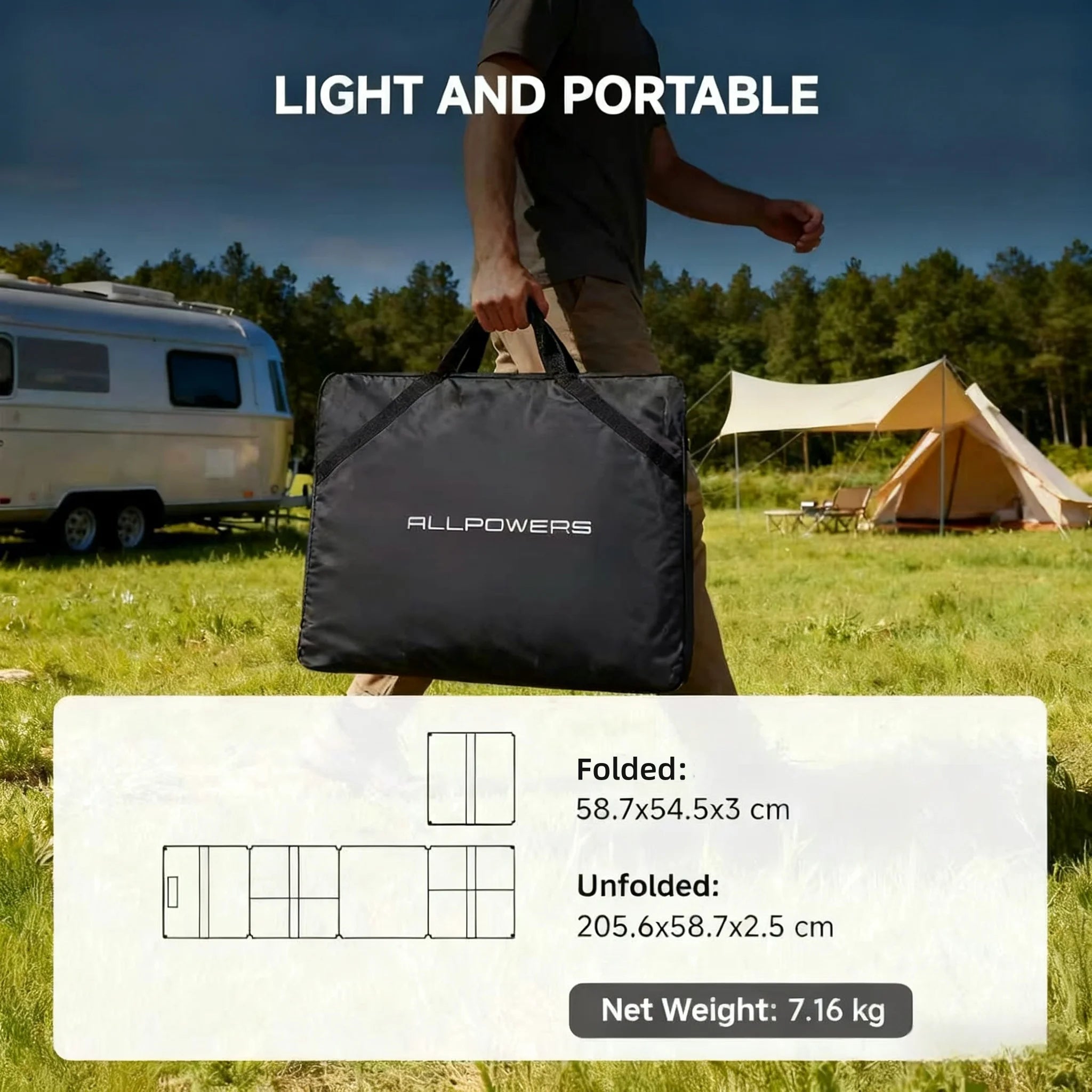 ALLPOWERS SE200 200W Solar Panel Monocrystalline ETFE IP68 Waterproof Foldable Solar Panel for Solar Generator Outdoor RV Travel