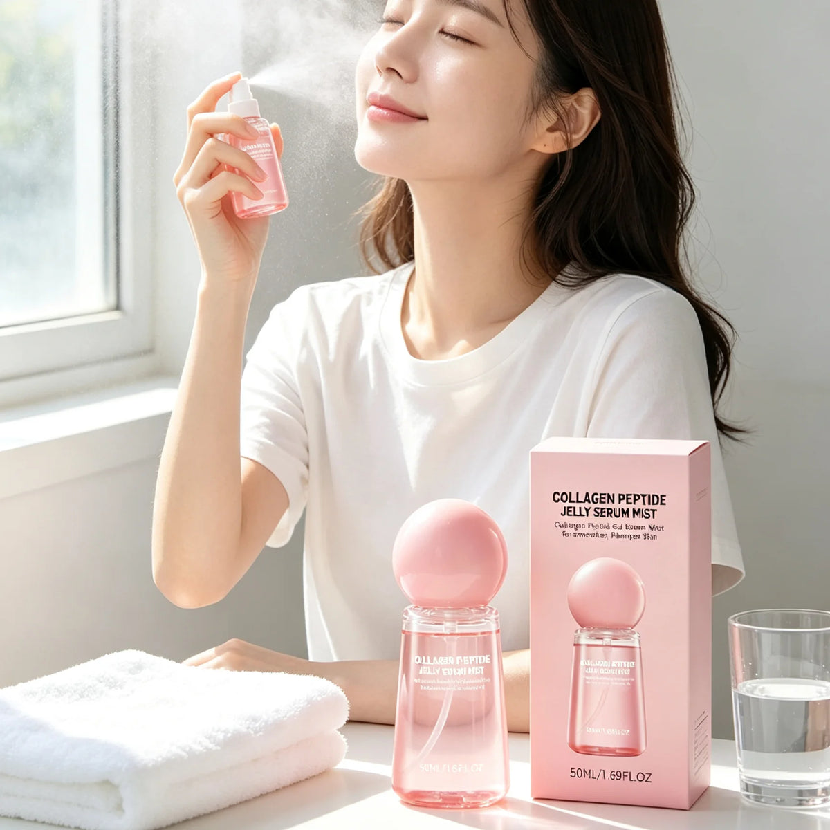 Collagen Peptide Jelly Mist Serum Facial Rejuvenation Deep Hydration Moisturizing  Firming Plumping Refreshing Face Care Mist