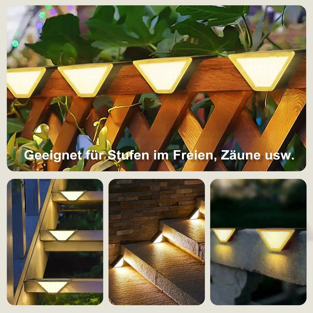 1-8PCS Solar Lights for Outdoors Stair Lamps Warm White LED Step Light, IP65 Waterproof Steps, Garden, Walkway, Stairs Path