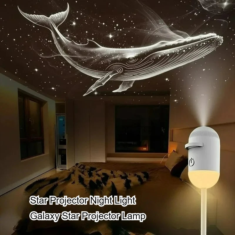 2-in-1 Mini Galaxy Star Projector Night Light – Starry Sky Ambient Lamp for Bedroom Sleep & Decoration