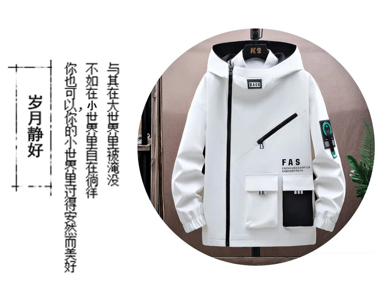 Fashion 2026 Spring Autumn Men's Casual Hooded Jackets Outdoor Zipper Windbreaker Coats Streetwear Plus Size M-4XL Tops Clothing