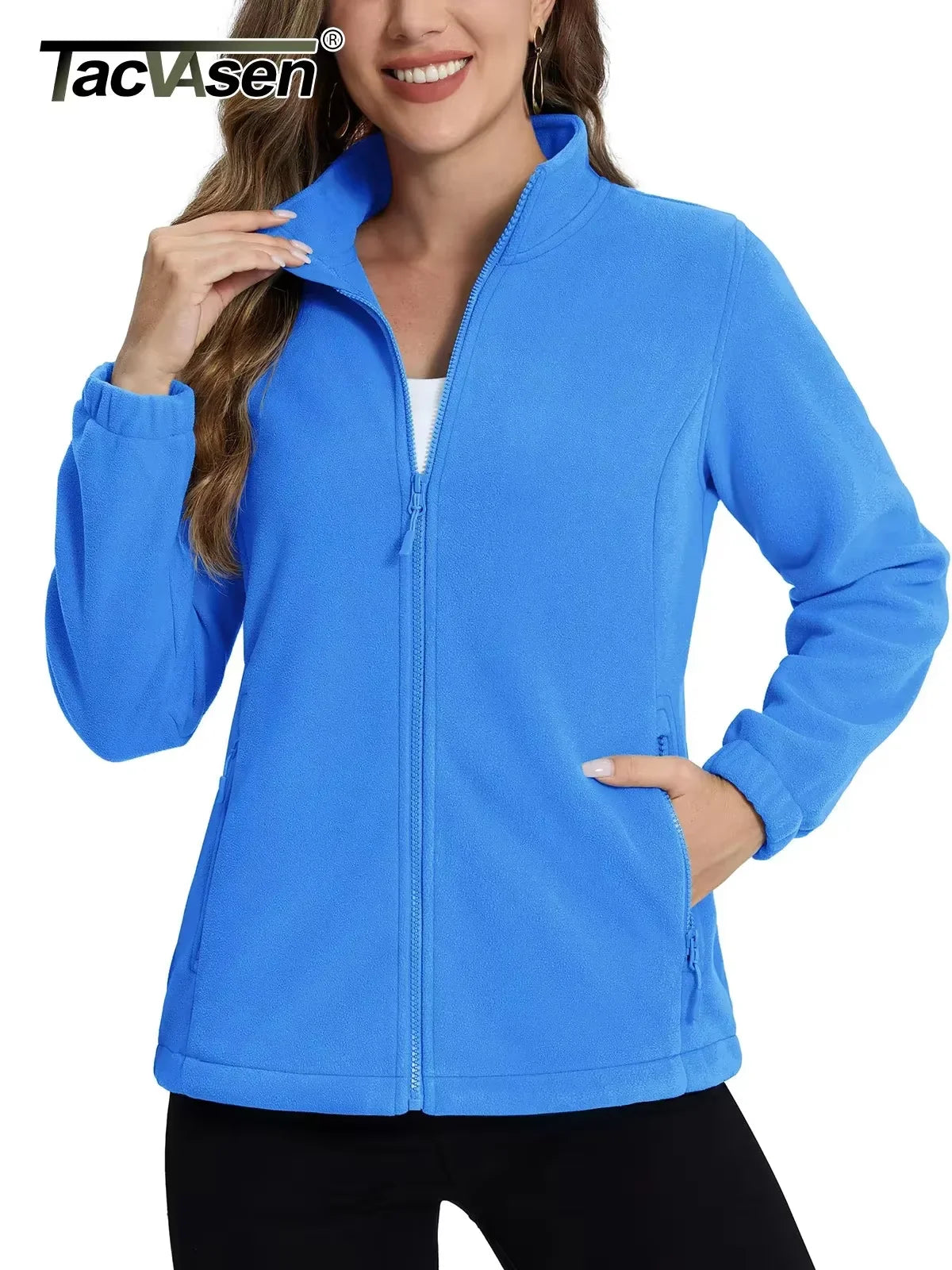 TACVASEN Women's Winter Fleece Jacket Lightweight Full Zip Sweatshirts Coat Casual Zipper Soft Warm Sweaters Outwear Female