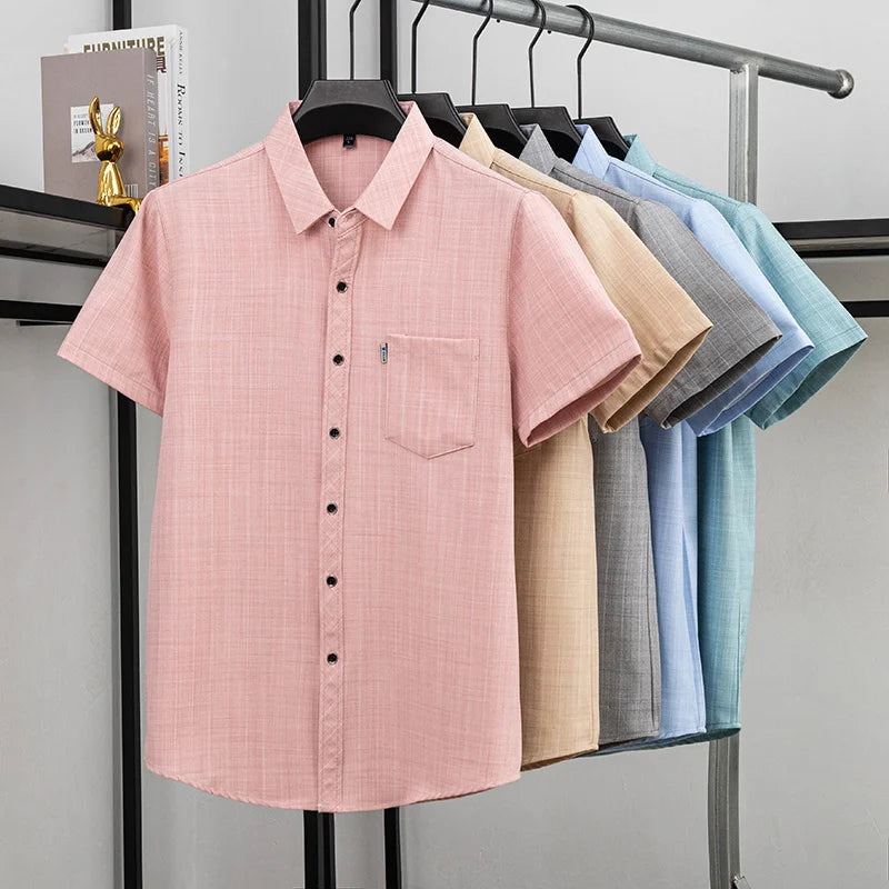 Men Casual Short Sleeve Shirt Anti Wrinkle Quick Dry Comfortable Fabric Business Daily Outdoor Travel Work Wear Blouse