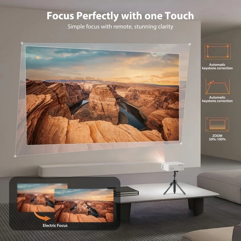 Portable Projector, Supports 1080P, USB Connection, Remote Control - Compatible With Smartphones, Tablets, Laptops, TV Sticks