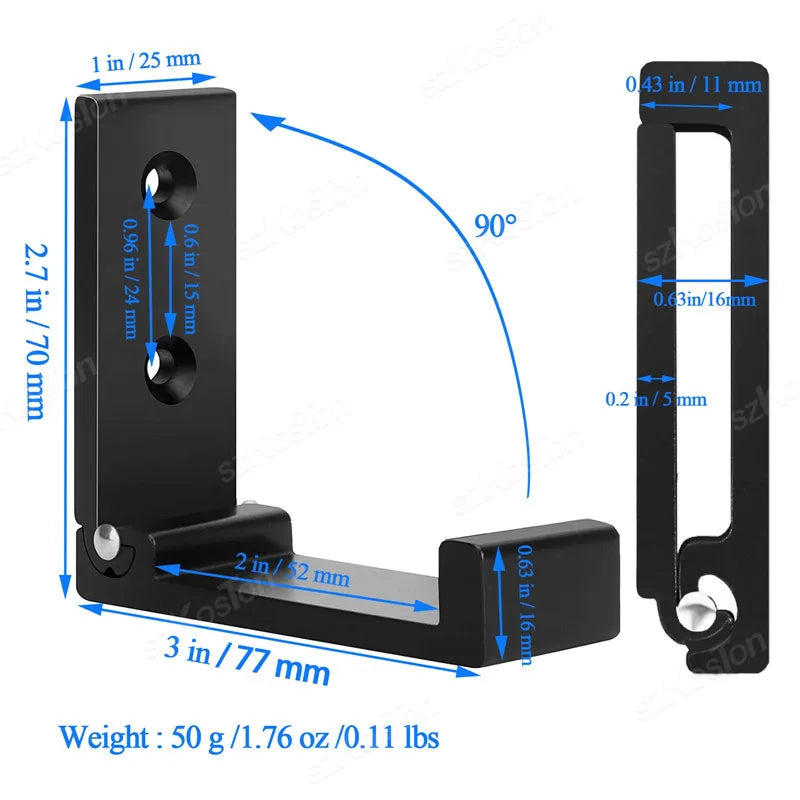 Folding Wall Hook Hidden Robe Towel Coat Hook Aluminum Alloy Hook for Home Kitchen Bathroom Black Sliver Towel Hanger