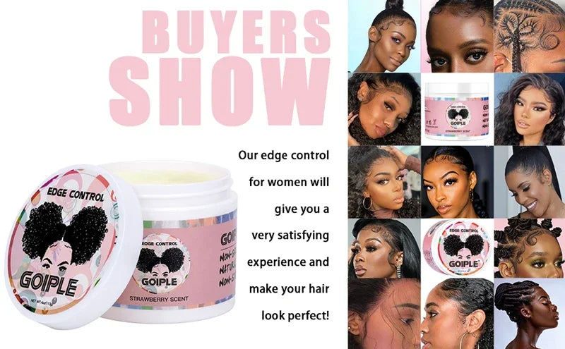 GOIPLE Long Lasting Hold Edge Control Gel for Black 4C Non-greasy Styling Wax Tame Frizz Slick Baby Hair Broken Finishing Cream