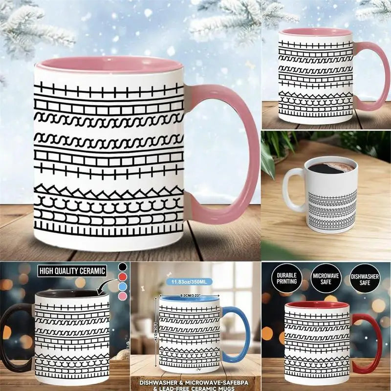 11.83 oz Coffee Mug with Handle Tea Cup Novelty Microwave-Safe Coffee Cup Ceramic Drinking Cup Desktop Ornament for Kitchen Home