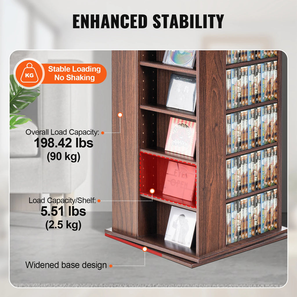 SucceBuy Media Storage Cabinet Rotating Media Tower Protects And Organizes Music Movie Video Games CD or Memorabilia Collections