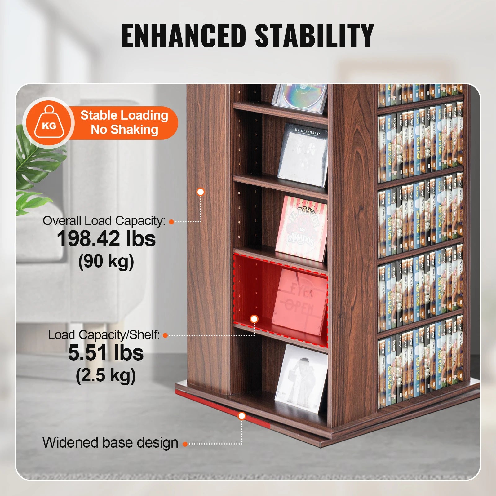 SucceBuy Media Storage Cabinet Rotating Media Tower Protects And Organizes Music Movie Video Games CD or Memorabilia Collections