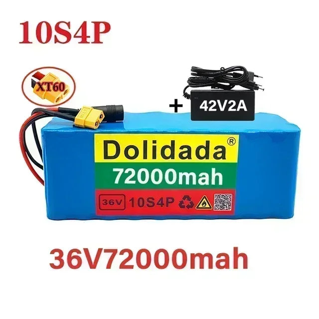 Electric Scooter 10S4P 200000 Lithium Battery 36V 18650 Battery 36V 200Ah Electric Scooter 36V Electric Scooter Battery+Charger.