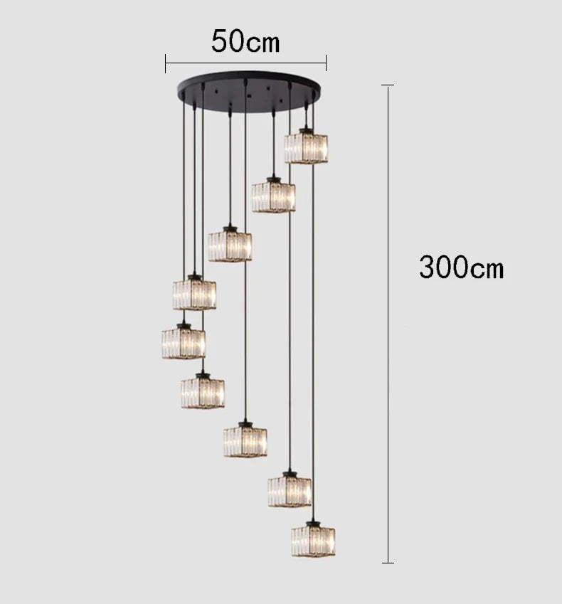 Staircase Pendant Lamp Modern Light Luxury Crystal Lamp Simple Living Room Lamp Duplex Hotel Lobby Interior Decoration Lighting
