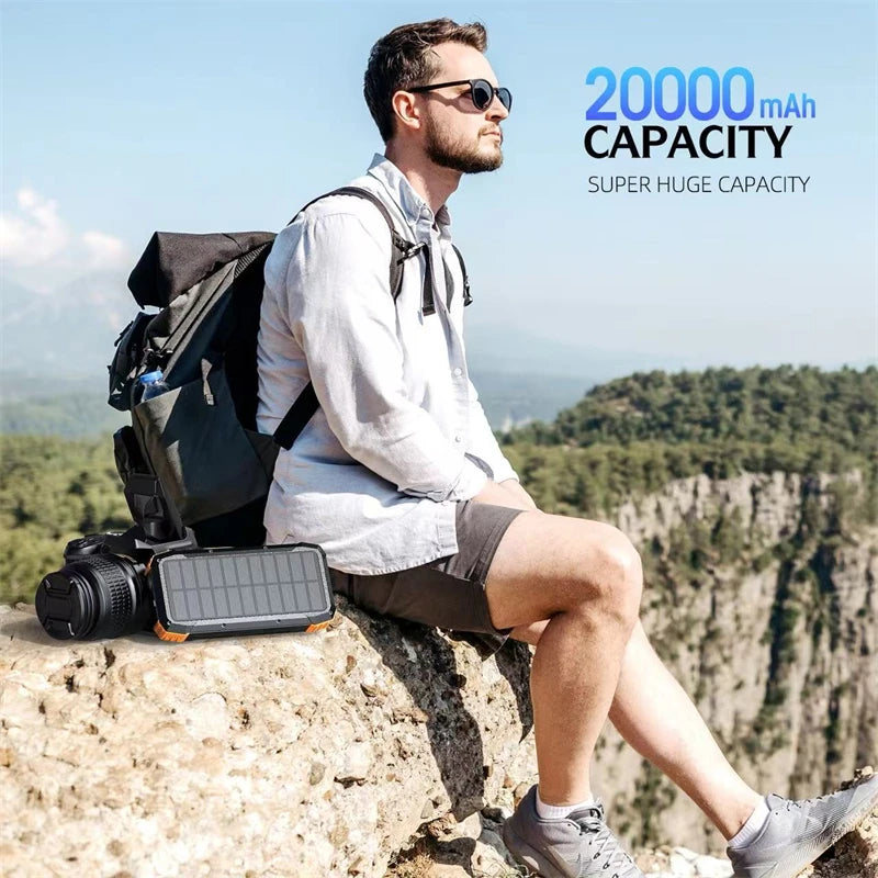 20000mAh Hand Crank Solar Power Bank with Light Magnetic Wireless 22.5W Fast Charging for iPhone 17 16 iWatch Airpods Powerbank
