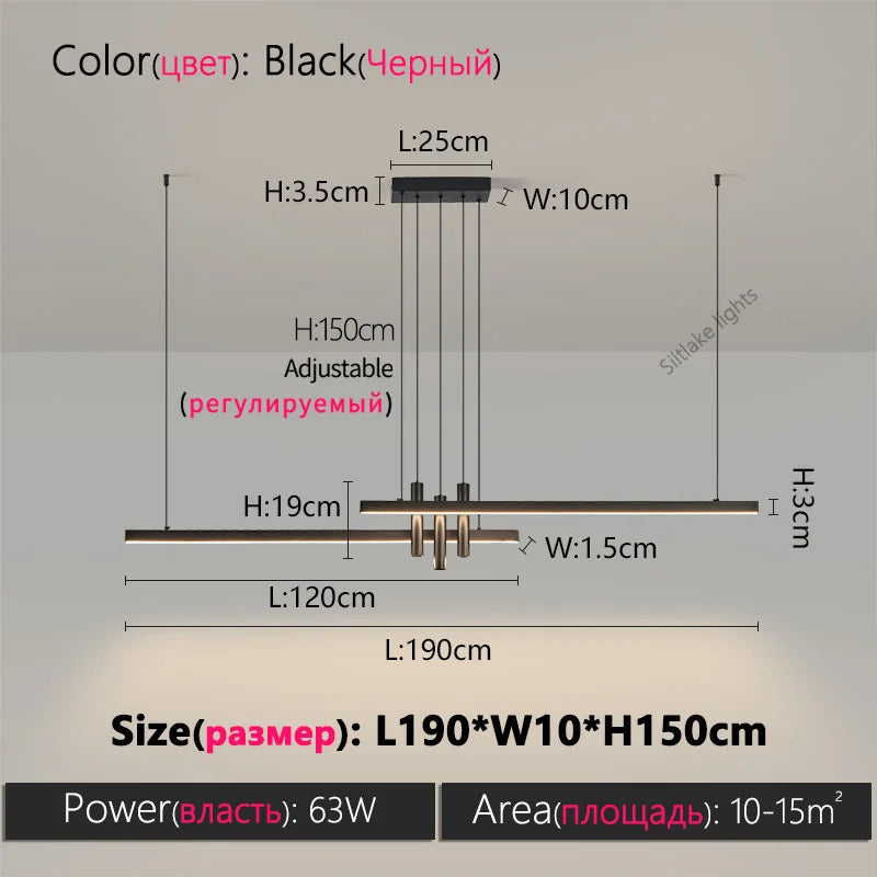 Modern light creative bar counter strip designer lamps LED Pendant Light  for Dining Table Kitchen Chandelier Memory Function