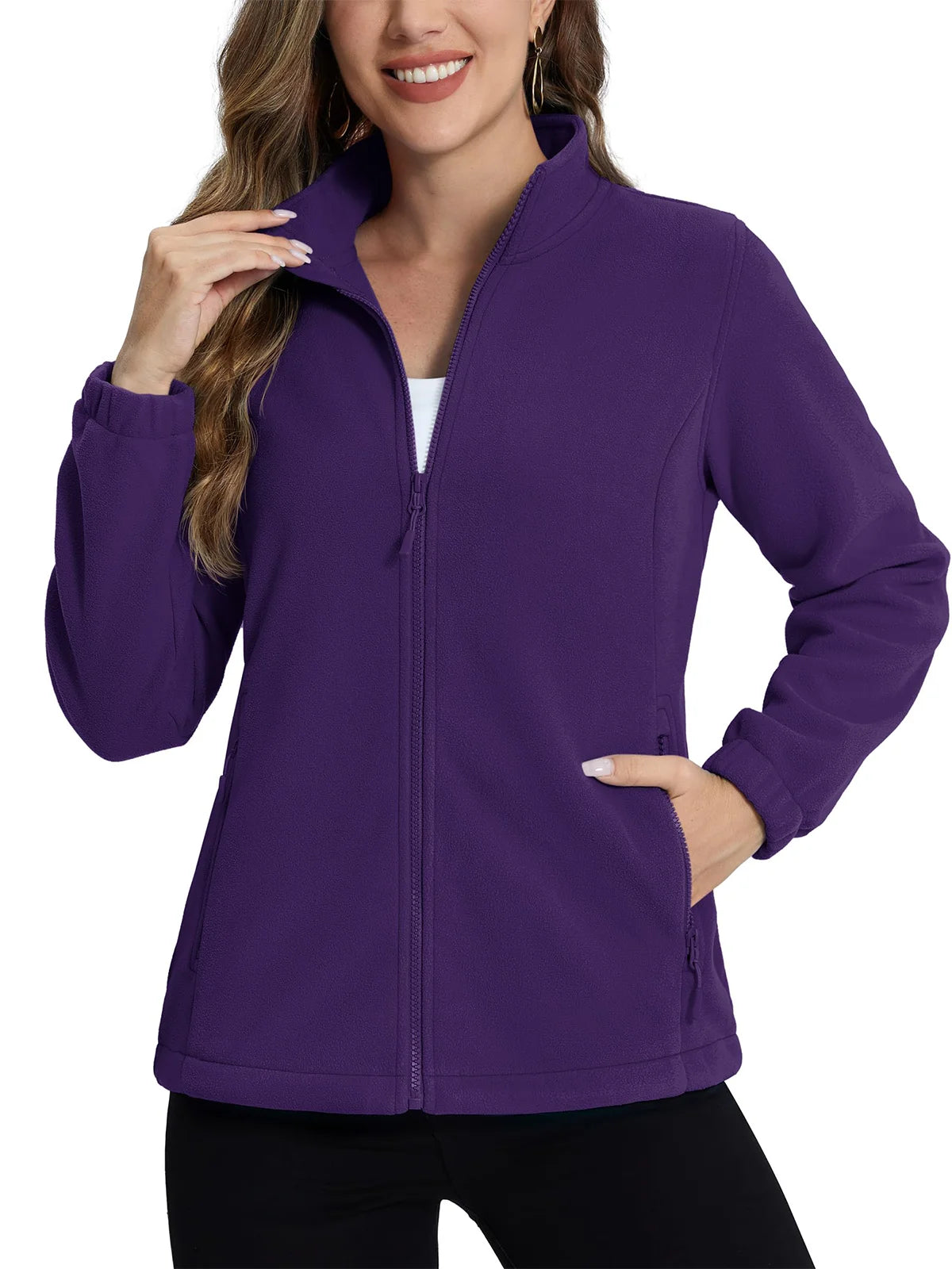TACVASEN Women's Winter Fleece Jacket Lightweight Full Zip Sweatshirts Coat Casual Zipper Soft Warm Sweaters Outwear Female