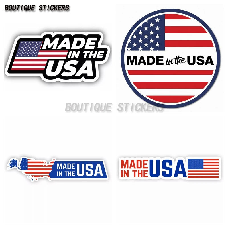 Made In The USA America FLag Badge Vinyl Sticker Decal