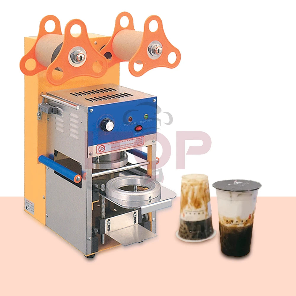 Automatic 400-600 Cups Per Hour Bubble Tea Cup Sealer Machine  Digital Full Drink Disposable Cup Sealer Making Machine