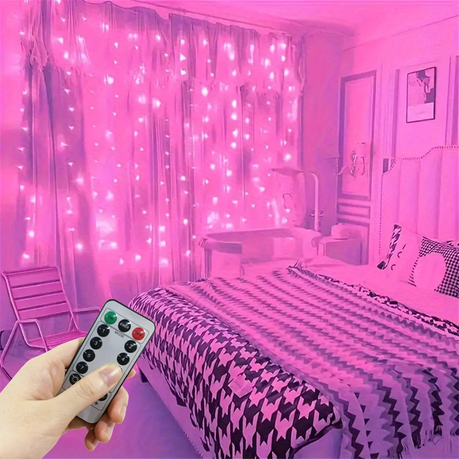Window Led Curtain String Lights 8 Modes Light Fairy For Bedroom Usb Powered With Remote Control Party Wedding Decoration Gifts