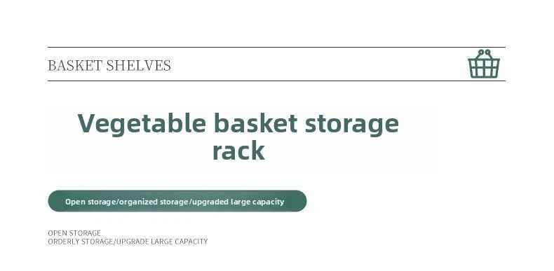Floor Standing Kitchen Organizer - Single Tier Vegetable Storage Rack with Baskets - Multi-Functional Home Kitchen Shelf
