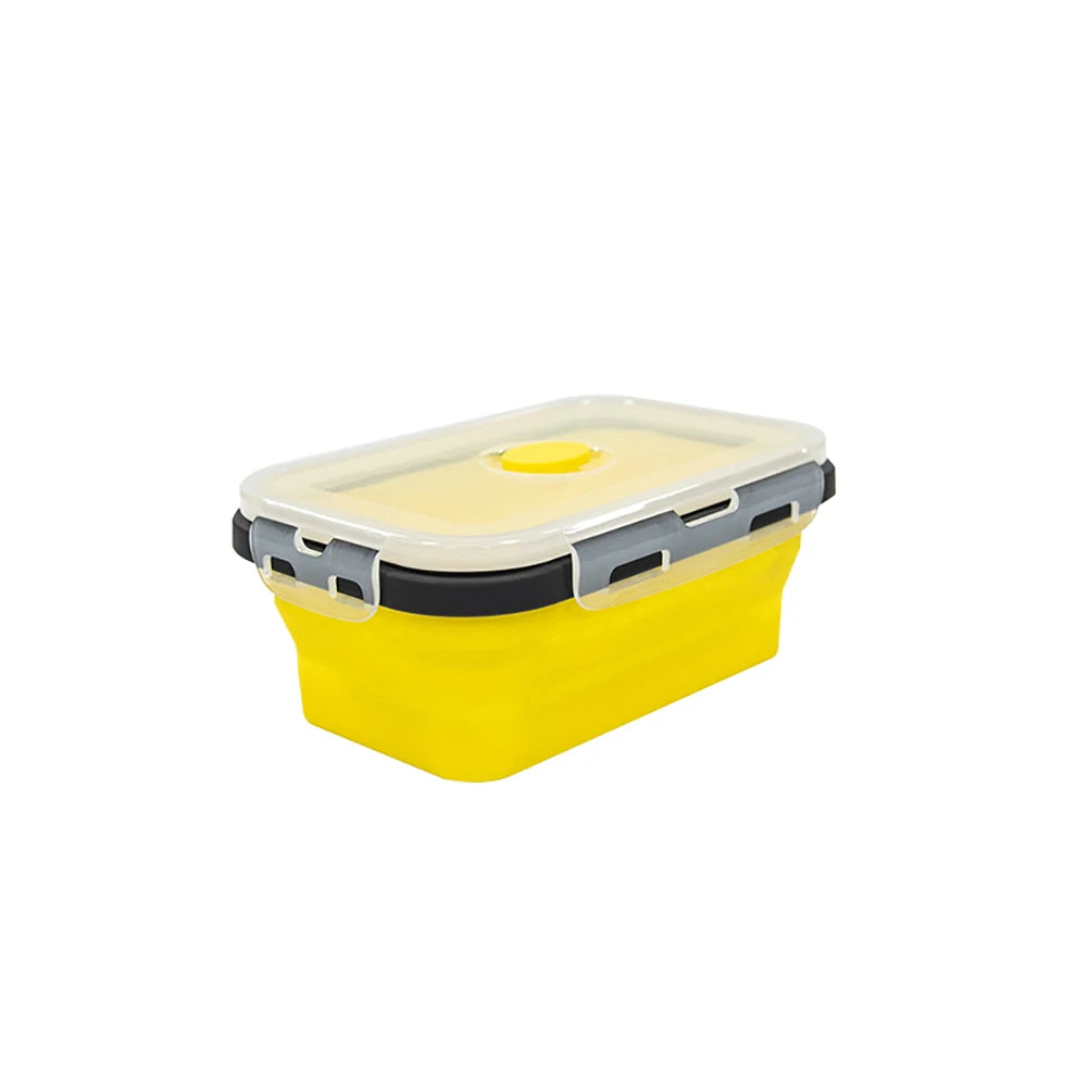 1 PCS Silicone Folding Lunch Box Food Grade Square Portable Microwave Oven Lunch Box Outdoor Travel Picnic Preservation Box
