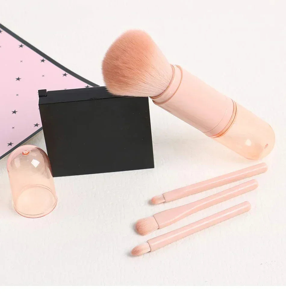 4 In 1 Retractable Makeup Brushes Set Soft Bristles Kabuki Foundation Eye Makeup Brush Portable Travel Cosmetic Touch Up Brush K