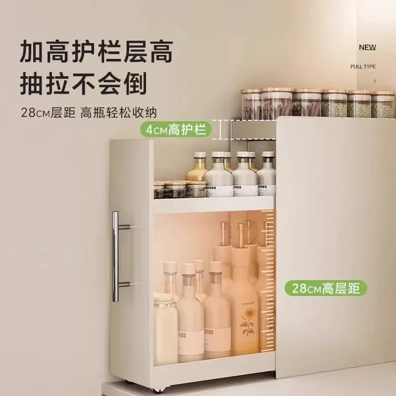 Shelf Kitchen Pull-out Seasoning Countertop Multifunctional Seasoning Storage Rack Dustproof Extremely Narrow Side Box Cabinet