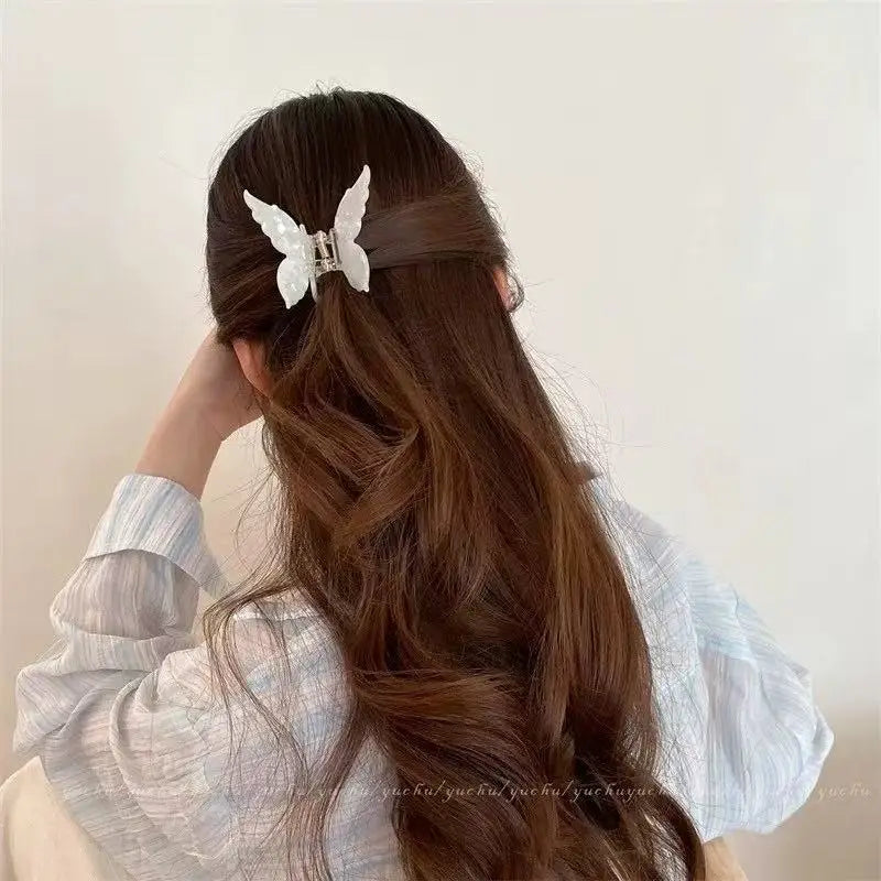 Super Fairy Three-Dimensional Butterfly Half-Tied Hair Back Of The Head Acetate Clip Hair Accessories For Women