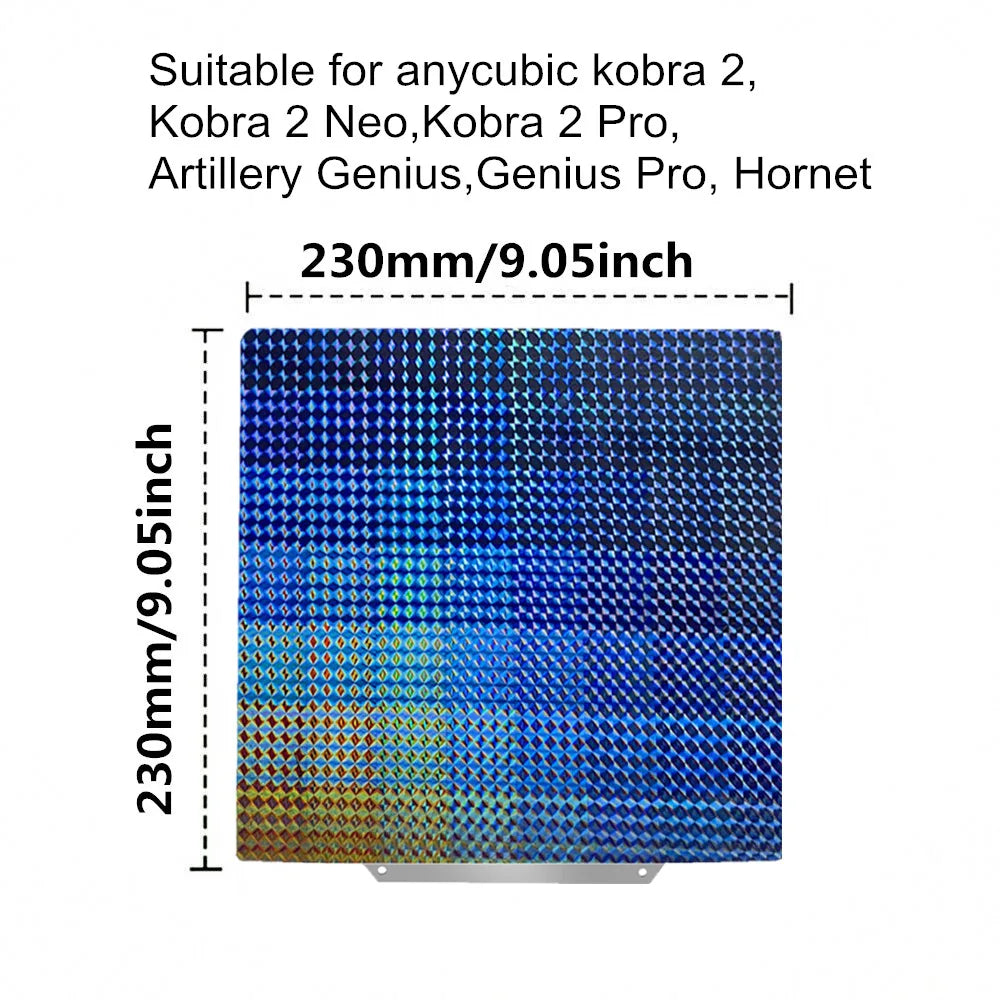 230x230mm for Artillery Gneius, Genius Pro, Hornet PEI Plate Heat Bed Accessories Flexible PEI Sheet for Anycubic Kobra 2