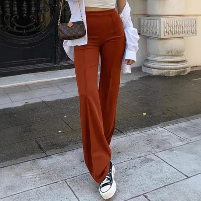 Fashion High Waist Micro Flared Trousers Women Slim Fit Versatile Casual Wide Leg Pants