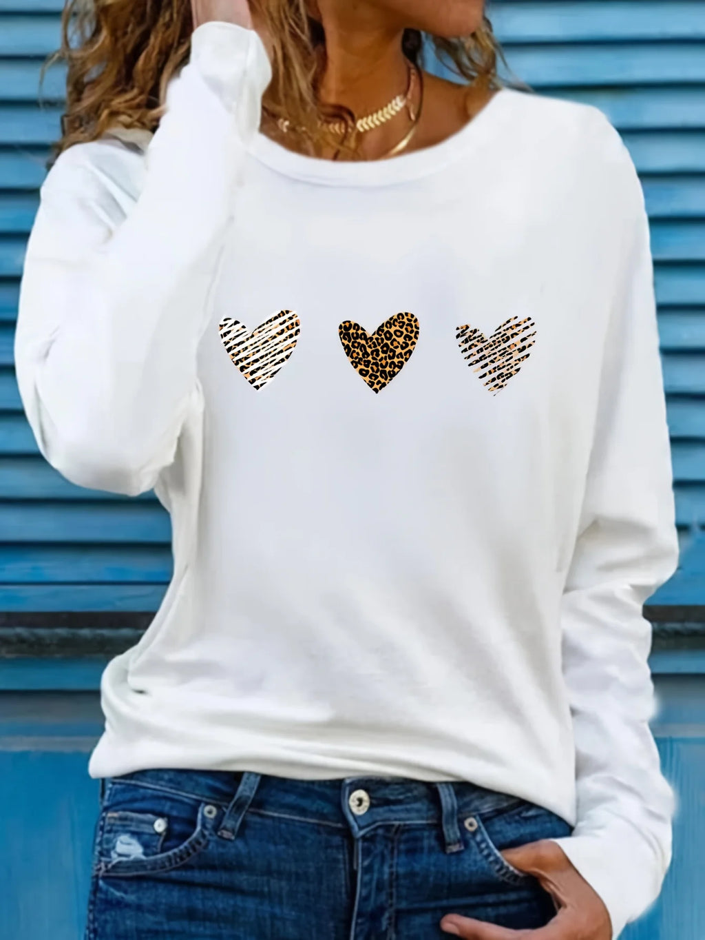 100% pure cotton women's spring and autumn loose casual skull and rose graphic printed long sleeved round neck T-shirt