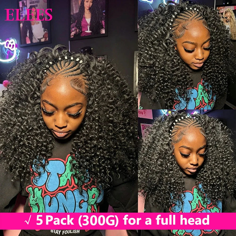 Pre-divided Bulk Hair for Braiding Deep Wave Crochet Human Hair Knotless Miracle Knots Hair Extensions Boho Braids Invisible