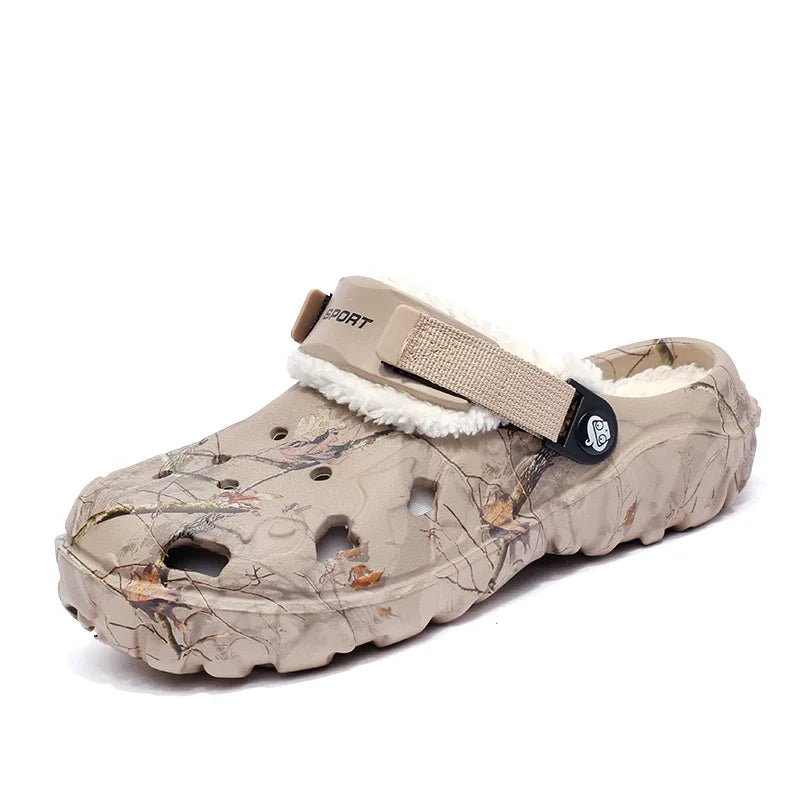Winter Men Clogs Slippers Warm Furry Slippers Soft Home Cotton Shoe EVA Fluff Slides Casual Outdoor Comfortable Plush Fur Clogs