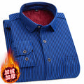 Men's Long Sleeved Shirt With Fleece Lined Winter Thickened Flannel Casual Plaid Stripe Daily Slim Man Clothes Plus Size 8XL 7XL