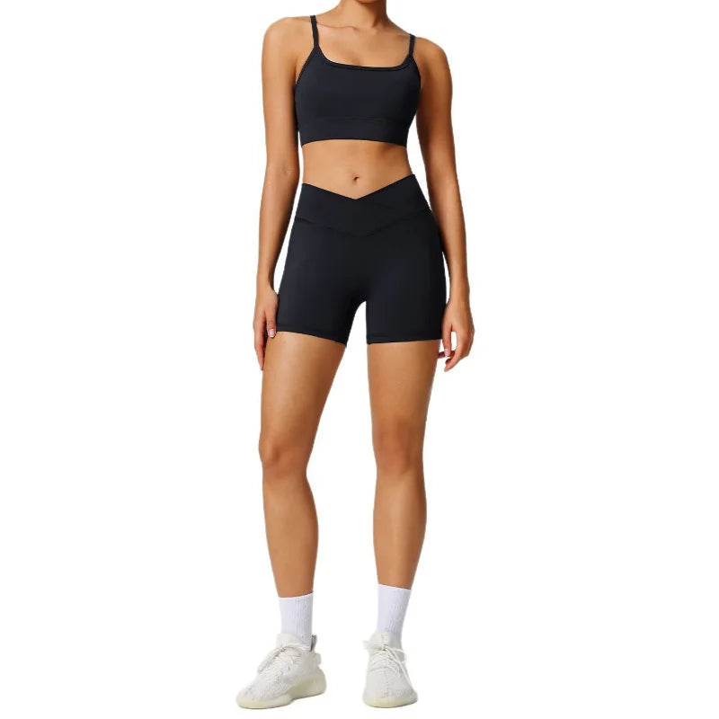High Elasticity Quick Dry Yoga Fitness Outfit Women's Summer New Style Sportswear Set Fashionable Running Dancing Tennis