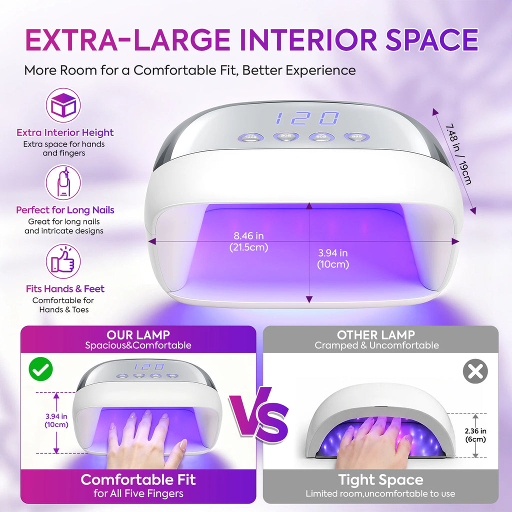 DianaBeauty UV Nail Lamp Powerful 108W Nail Dryer with 4 Timer Settings Professional Manicure Lamp with Smart Sensor Nail Tools