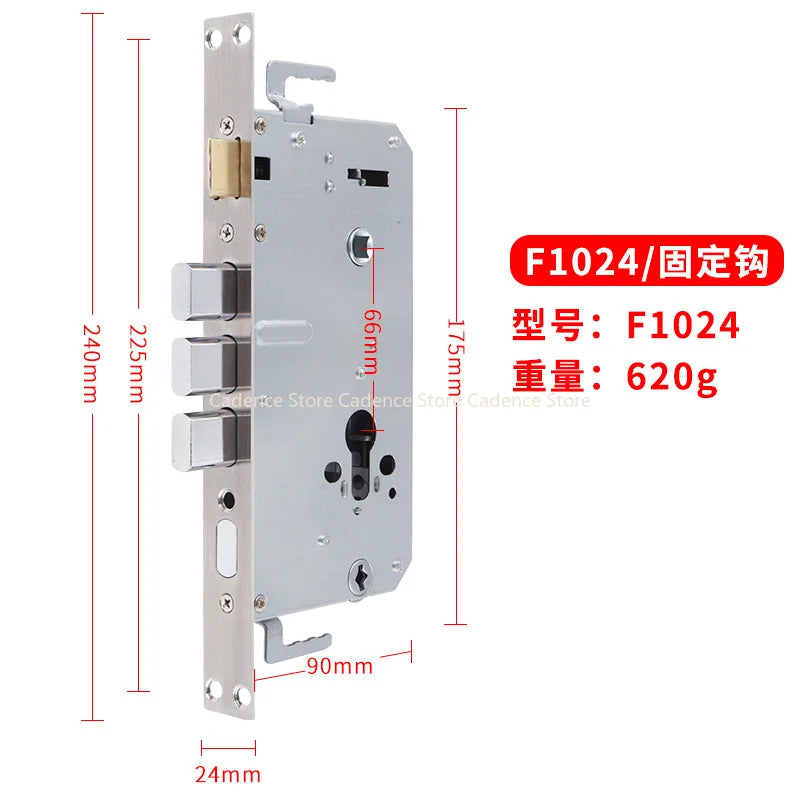 24x240 6068 Security Door Lock Body 304 Stainless Steel Internal Gear Structure Anti Stuck For Smart Fingerprint Lock
