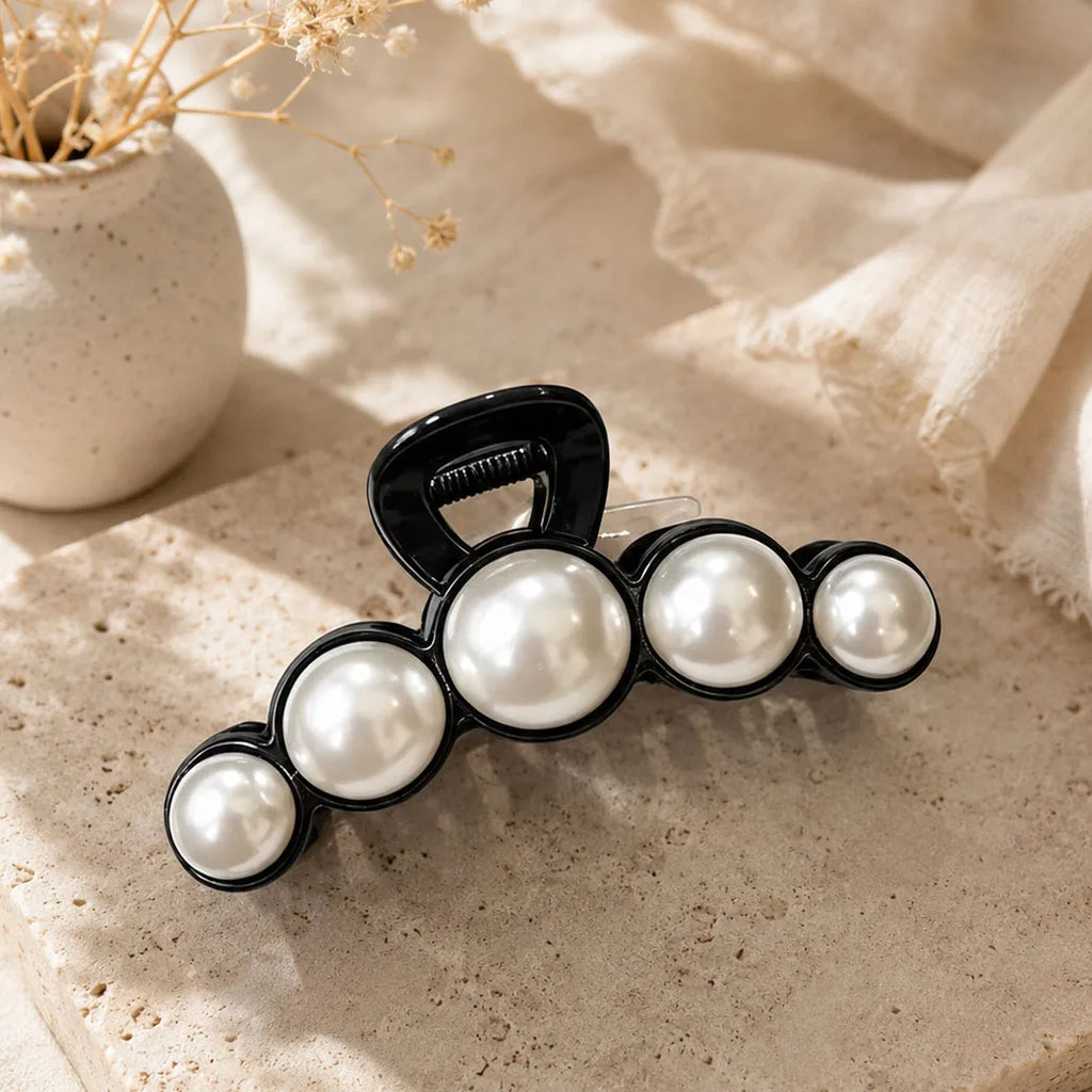 Vintage Beaded Hair Claw Clip Bubble Ball Gradient for Women Elegant Brown 11CM Large Acrylic Hair Claws French Hair Accessories