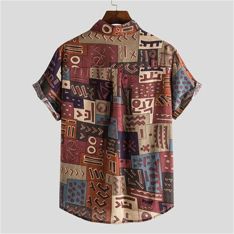 Men's 3d Print Summer Short Sleeve Shirt Art Geometric Pattern Hawaiian Beach Male Female Shirts Casual Lapel Blouse For Men Top
