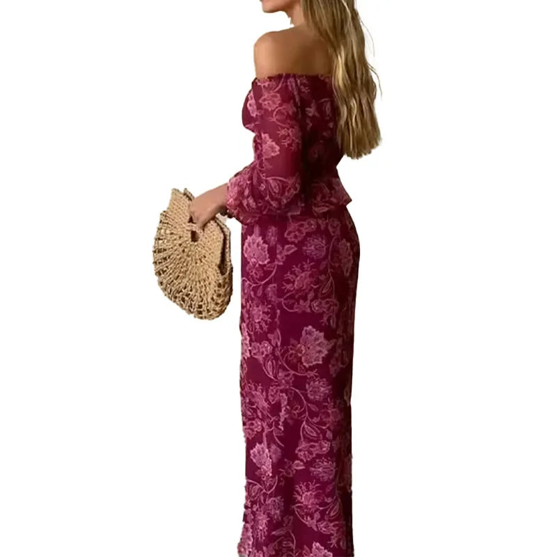New Spring/Summer Women's Fashion Casual Sexy Sleeveless Printed V-neck Waist Folding Bag Hip Dress