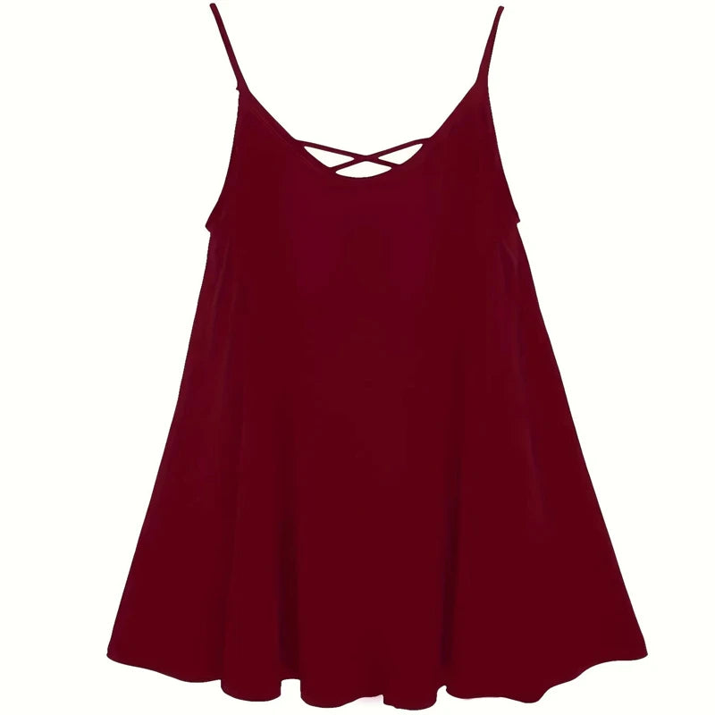 Women's New Loose Size Women's Solid Color Chiffon Dress European and American Sexy Sling Dress