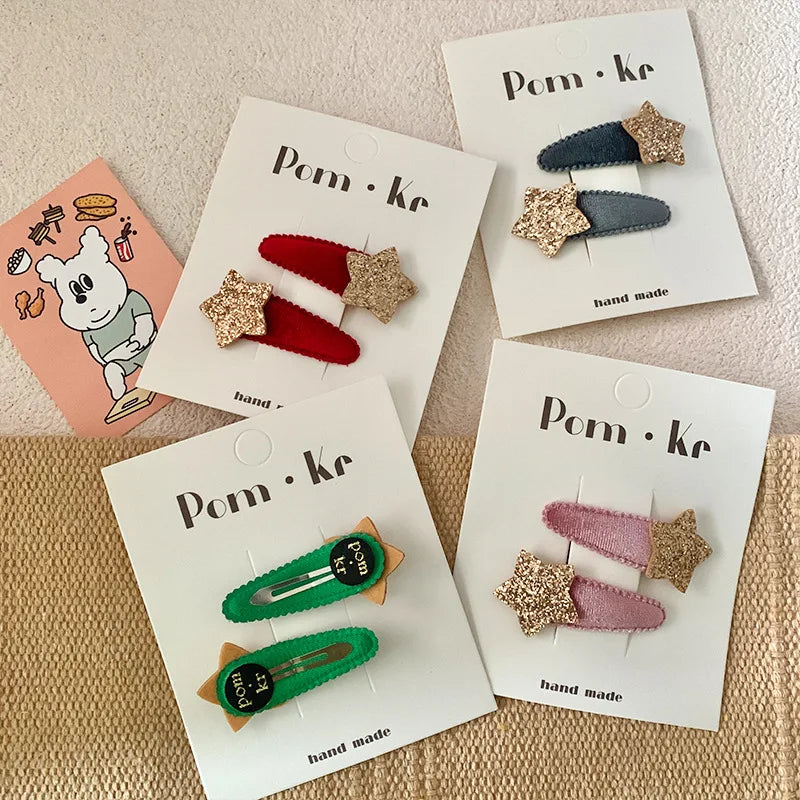 Kids Hair Clips Flocked Glitter Star Snap Clips for Toddlers Girls Soft Front Hair Clips Fall Winter Boho Hair Accessories New
