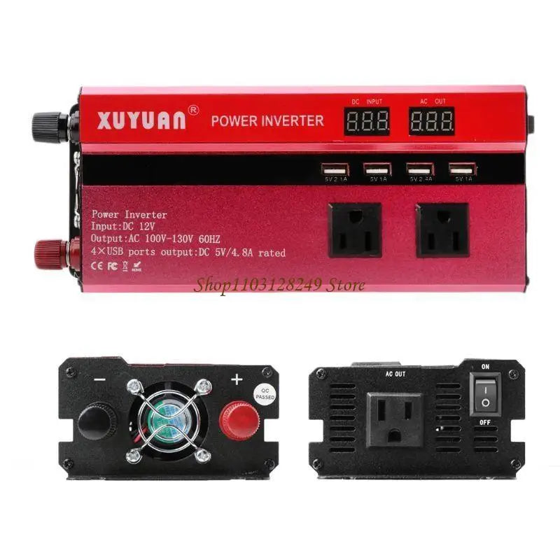 N5KD Solar Power Inverter Sine Wavy LED 4 USB DC12 To AC110V/220V Convert