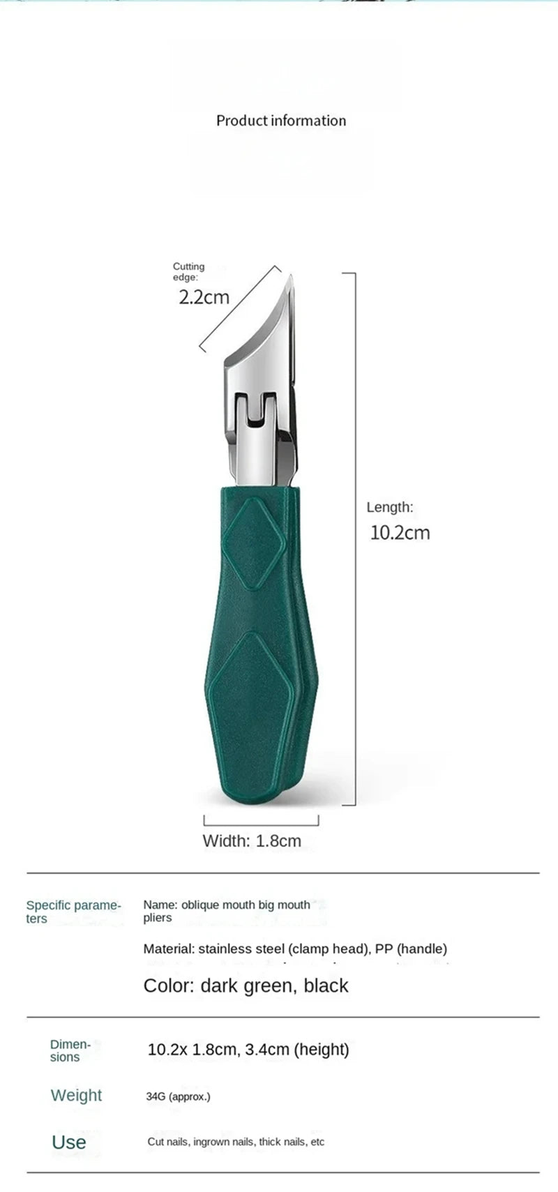 1pcs Toenail Clipper For Ingrown Or Thick Toenails Toenails Trimmer Professional Podiatrist Toenail Nipper With Stainless Steel