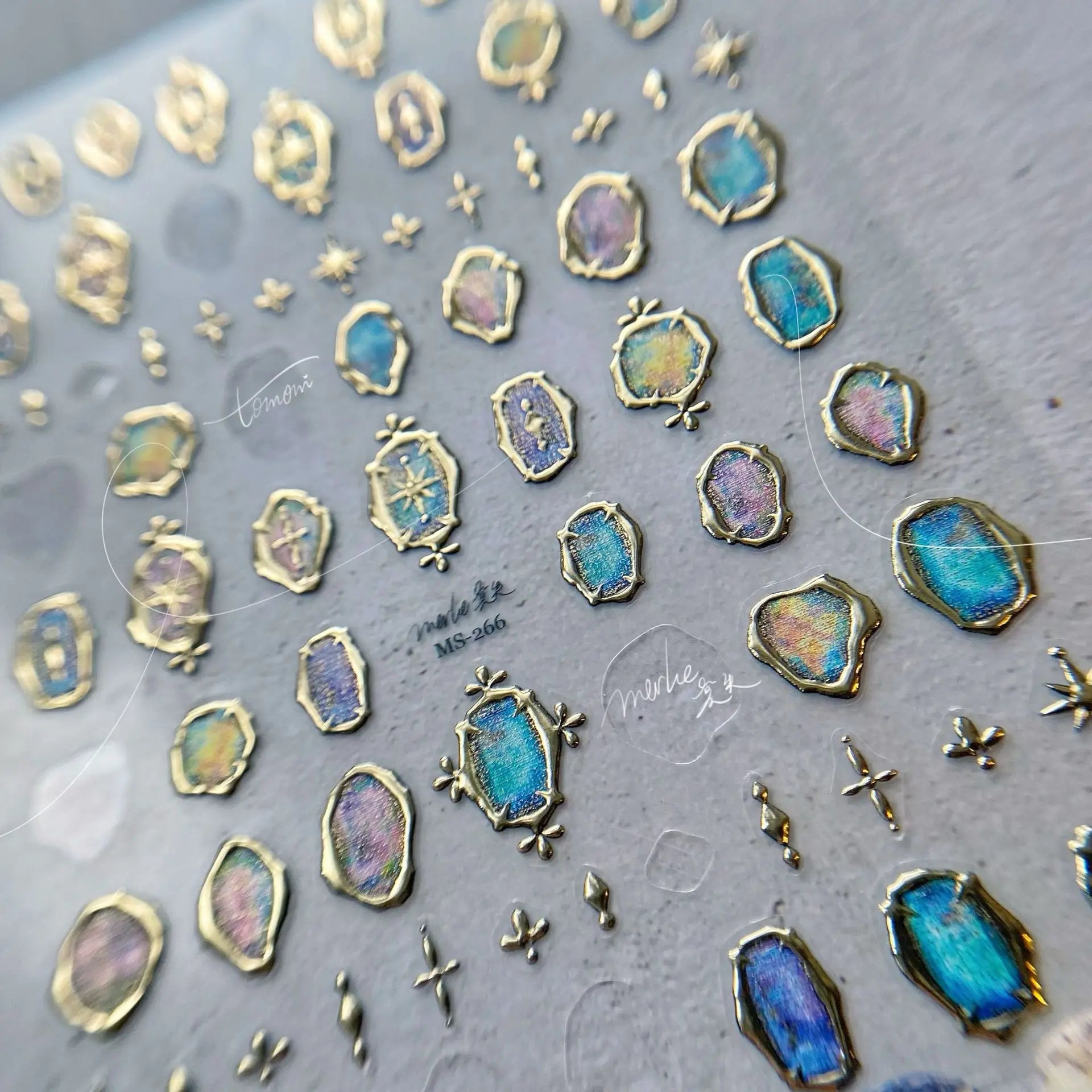 Hot Stamping Nail Stickers Japanese Retro 5D Nail Sticker Gold Frame Bronzing Jewelry Nail Art Decorations Decals DIY Supplies ﻿