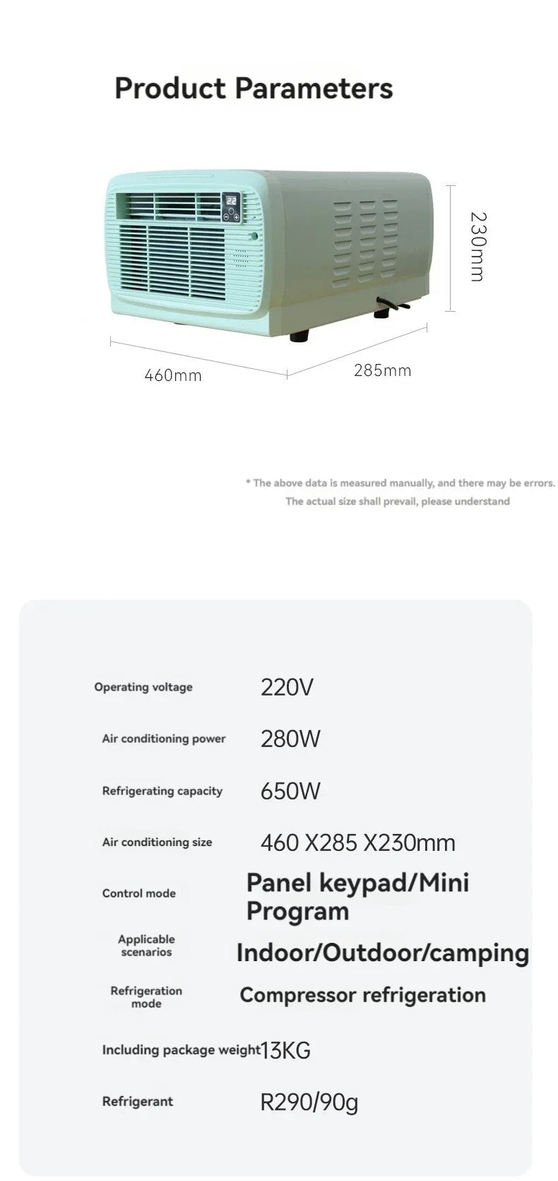 220v 650W Portable Air Conditioner Hot Selling Upgrade Refrigeration Outdoor Camping Tent Small Air Conditioner