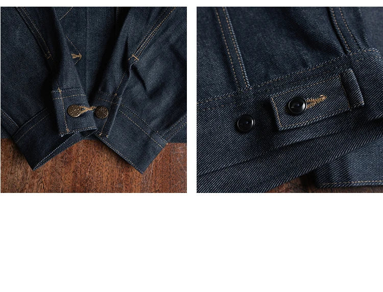 NON STOCK FLYERS Primary Color Left Oblique Anti-shrink Denim 101J Short Denim Jacket Retro Knight Jacket