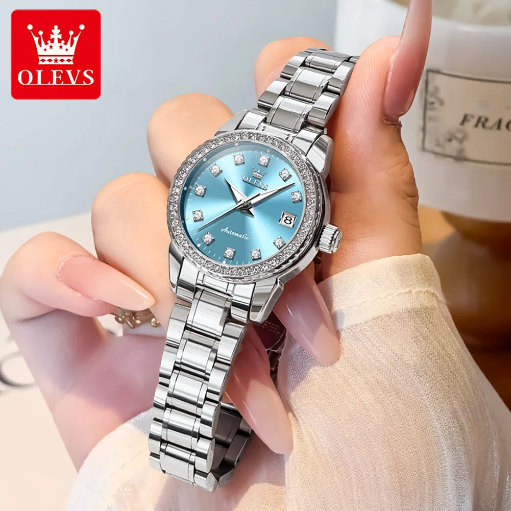OLEVS Automatic Mechanical Watch for Ladies Auto Date Top Brand Business Luxury Women Watch NEW 7003