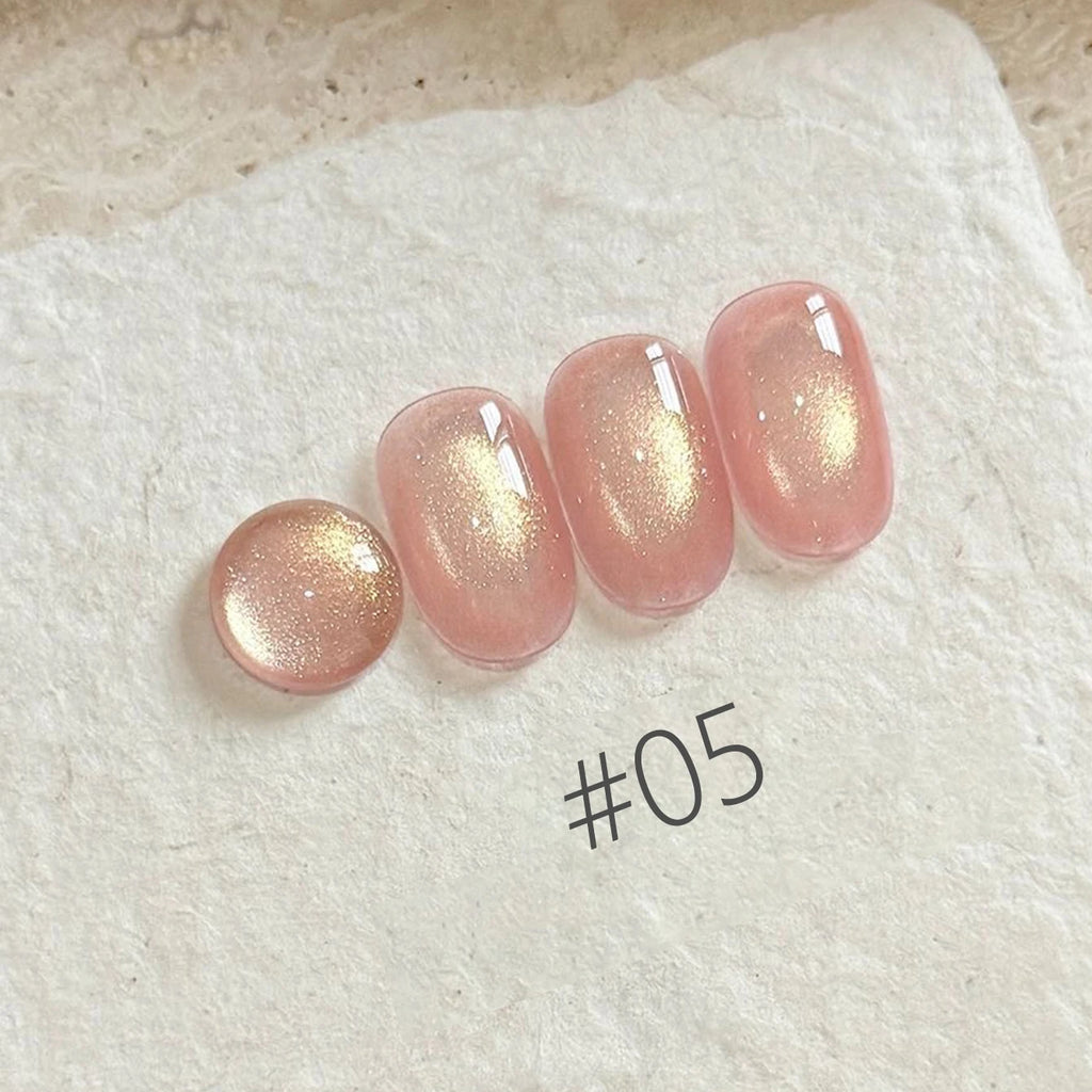 MIANEL 2026 10ML Lover Cat Eye Nail Gel Nude Pink with Sparkling Golden Light Glass Bead for Flattering Cat Eye Manicure