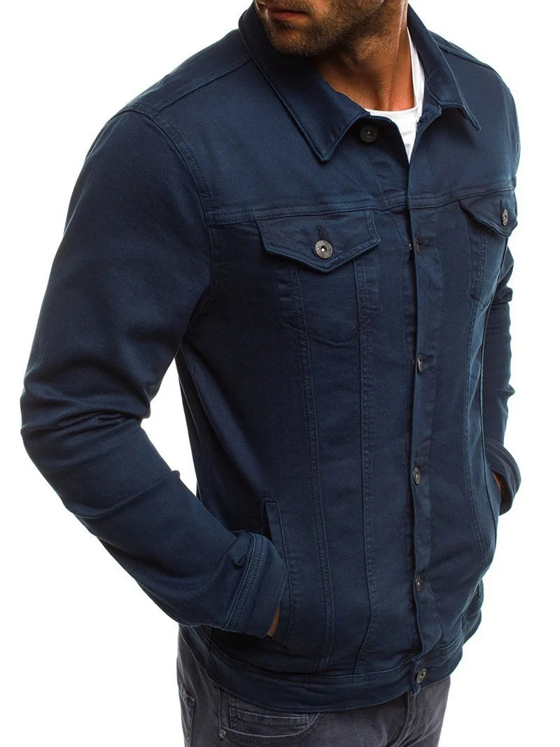 Retro Multiple pockets Men's denim Jacket 2025 Spring and Autumn Men's fashionable versatile slim fit Jacket coat