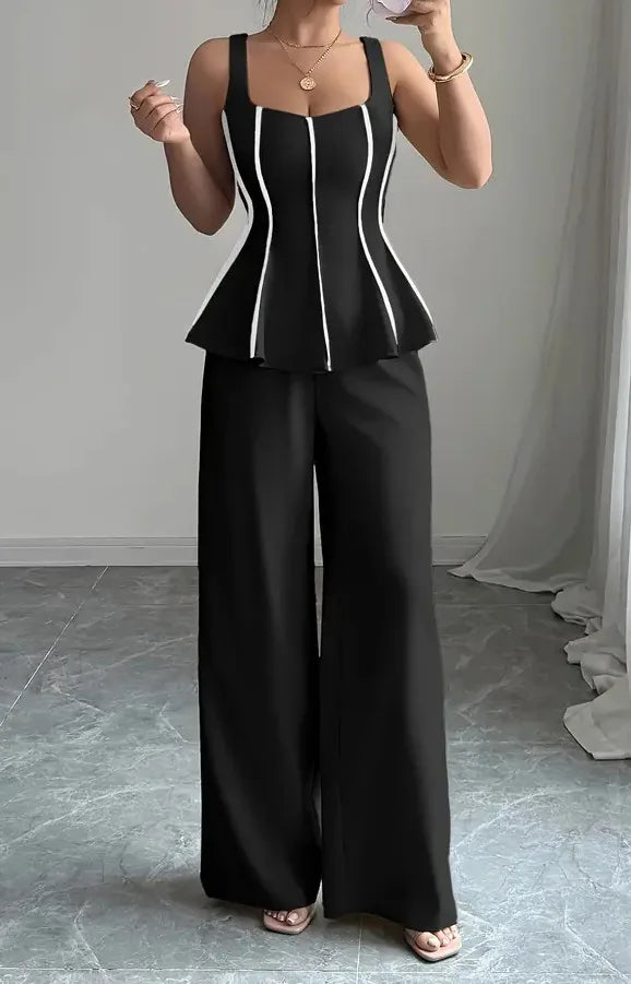 2026 Solid Color Elegant Two-piece Set Sexy Tube Top And Wide-leg Pants Outfit Vestidos Y2k Office Wedding Guest Business Casual